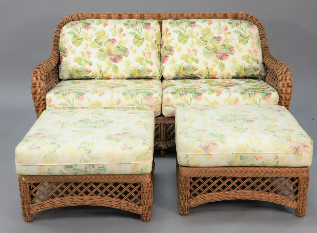 Five-piece wicker lot to include two loveseats, lg. 66" (1 of 1)