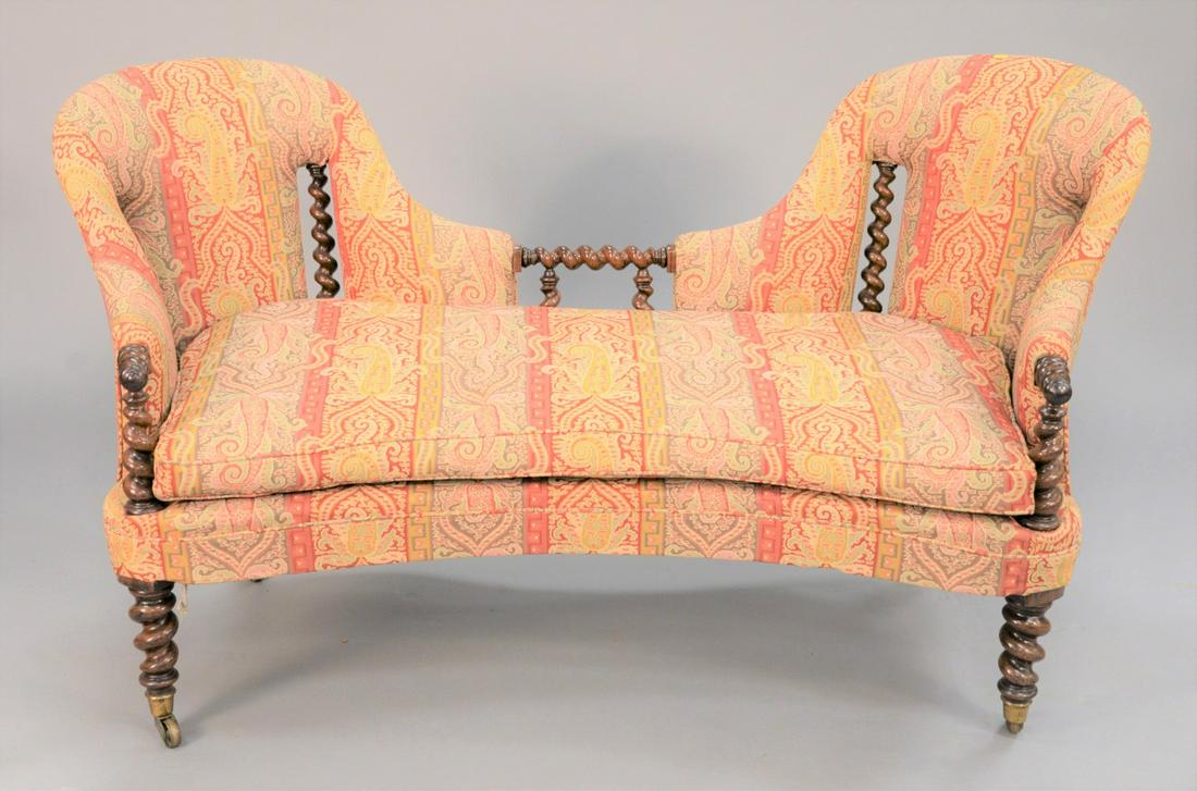 Victorian Hunzinger upholstered settee having shaped (1 of 4)