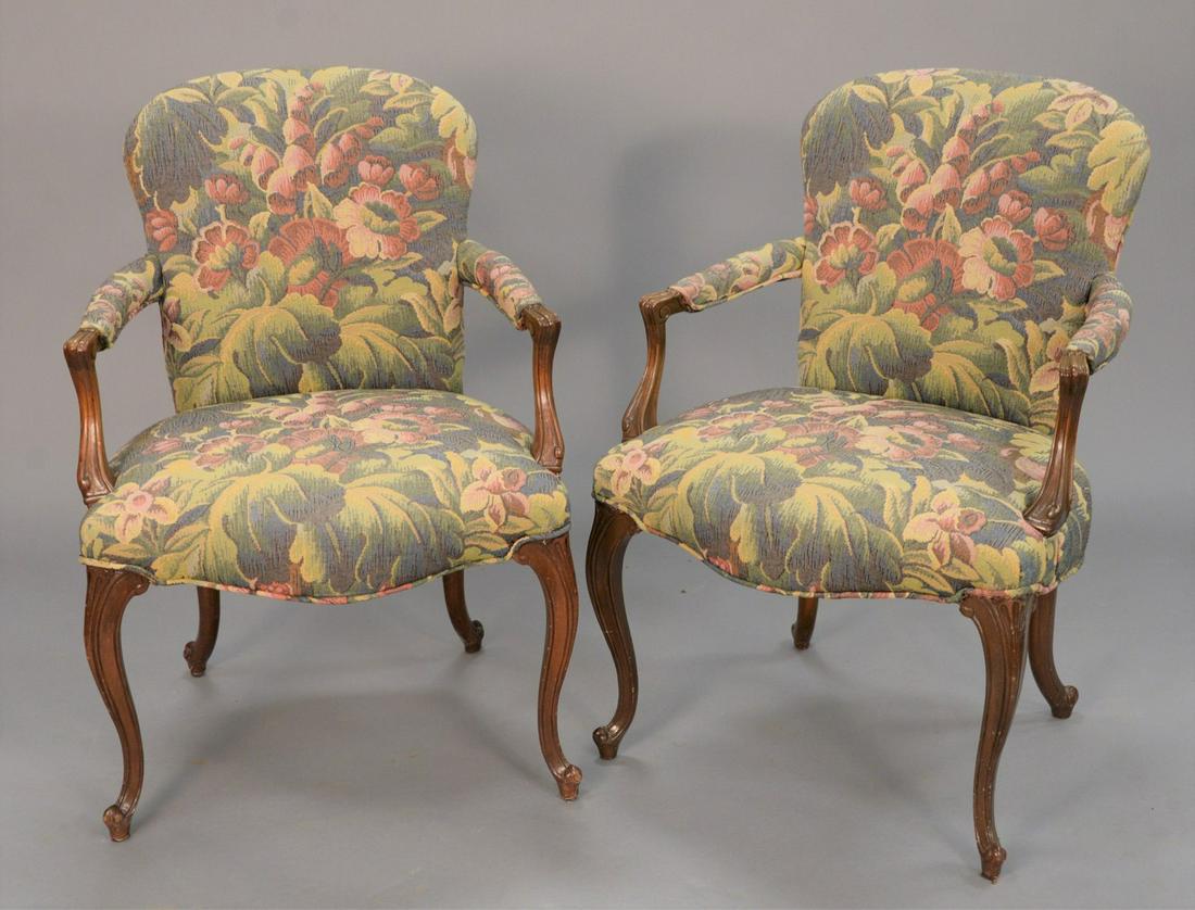 Pair of Louis XV-style upholstered armchairs, Regency (1 of 4)