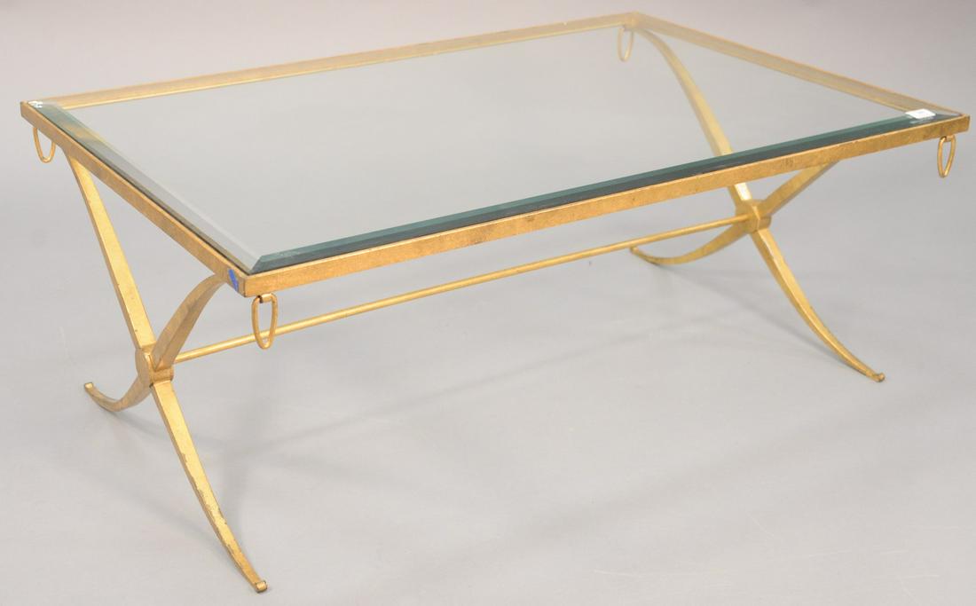 Contemporary glass top coffee table having bevelled (1 of 4)