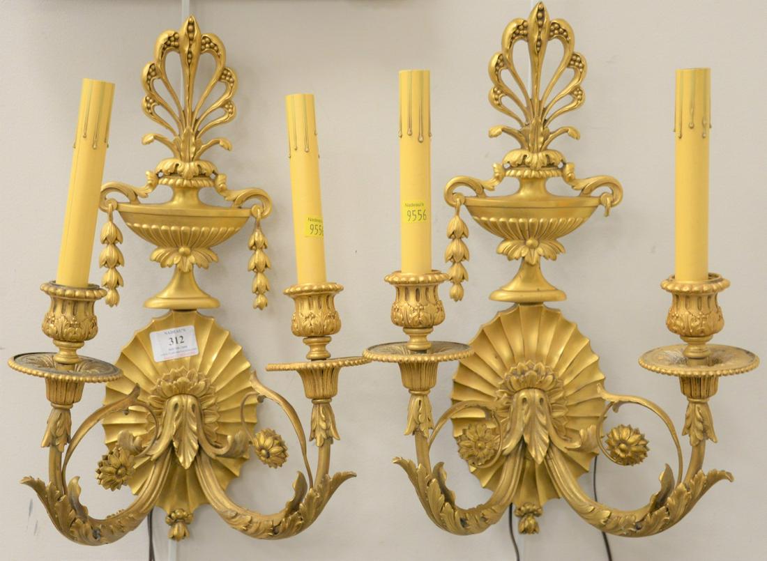 Pair of Caldwell bronze sconces each having (1 of 5)