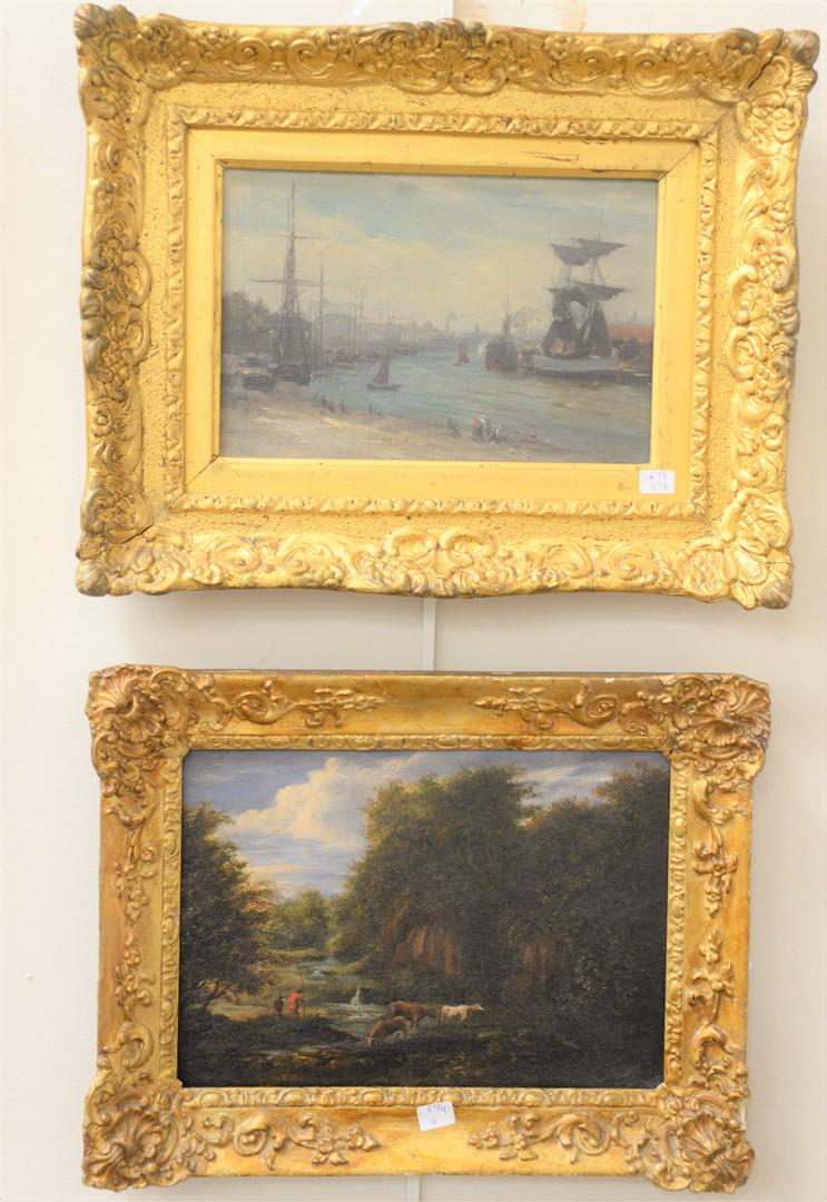 Two framed paintings to include Bucolic oil on board, (1 of 4)