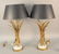 Pair of brass Mid-Century modern wheat form table