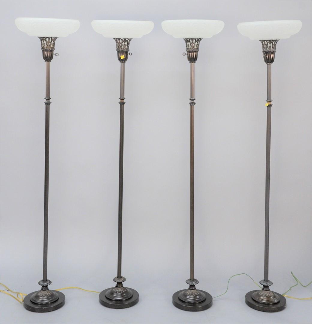 Five contemporary floor lamps with glass shades, four (1 of 5)