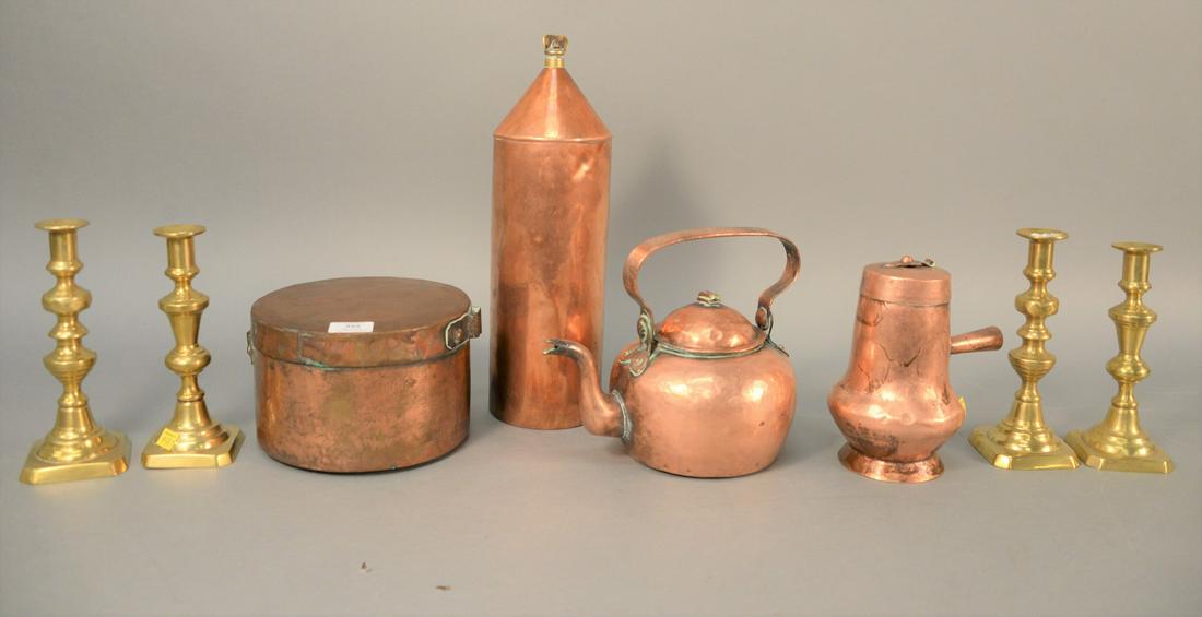 Group of eight items to include two pairs of brass (1 of 4)