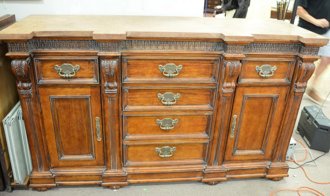Hickory white sideboard with poured marble top, ht. (1 of 4)