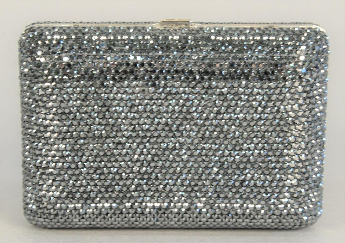 Judith Leiber clutch purse, charcoal gray, jeweled with (1 of 5)