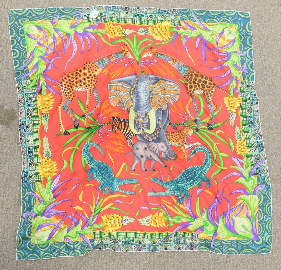 Hermes silk scarf "La Marche Du Zambeze" having animal (1 of 3)