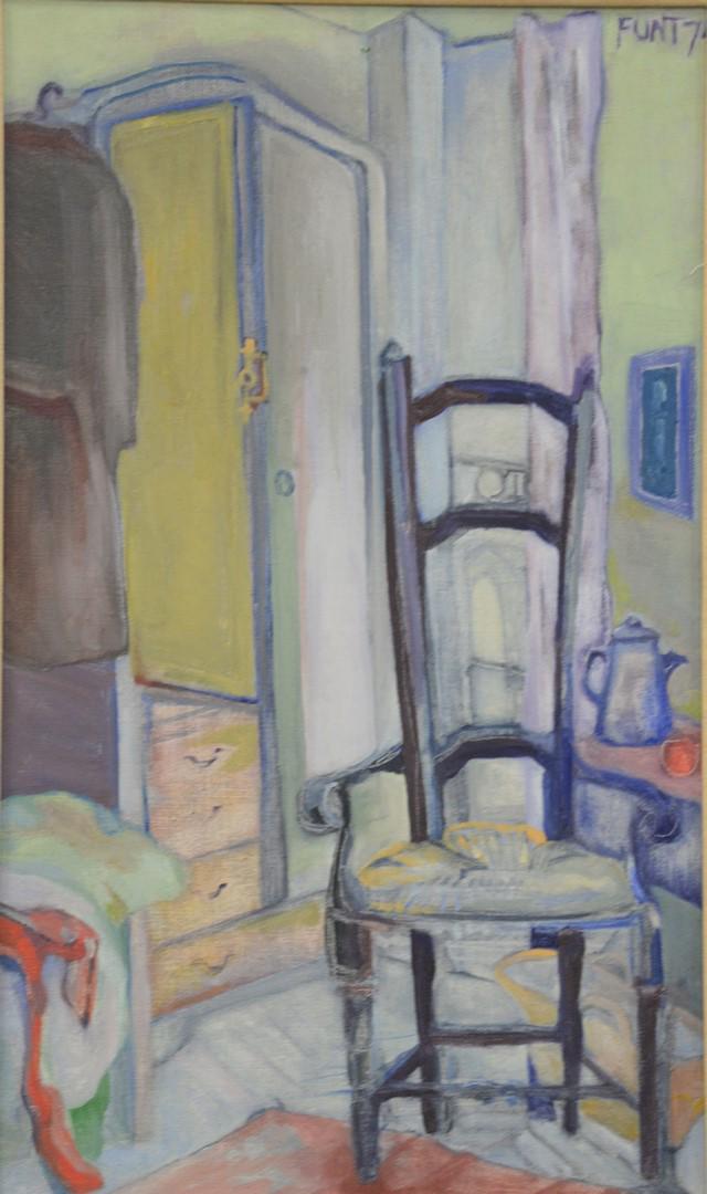 John Funt (b. 1953), oil on canvas, interior scene, (1 of 3)