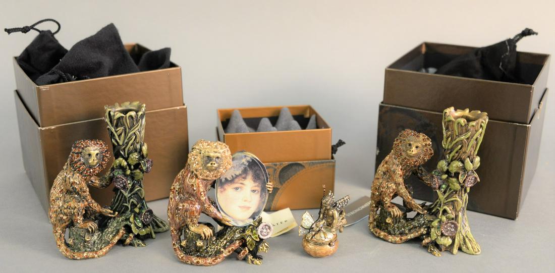 Four piece Jay Strongwater group to include pair monkey (1 of 4)