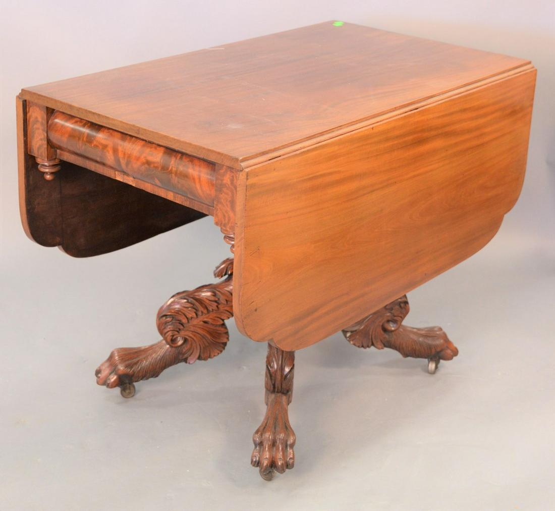 Federal drop leaf table with acanthus carved support (1 of 4)