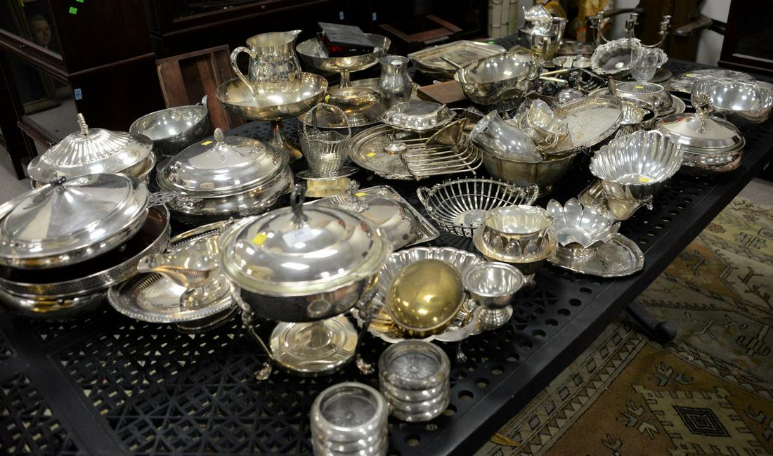 Large group of silverplate to include serving pieces, (1 of 5)