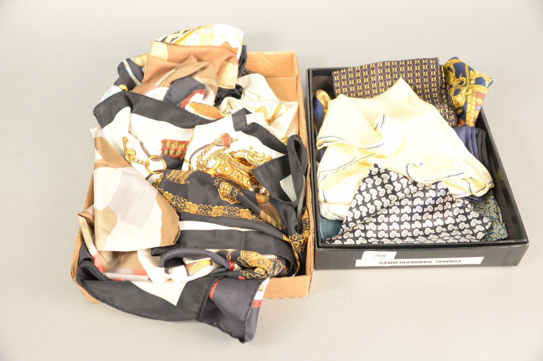 Large group of silk scarves and napkins to include four (1 of 4)