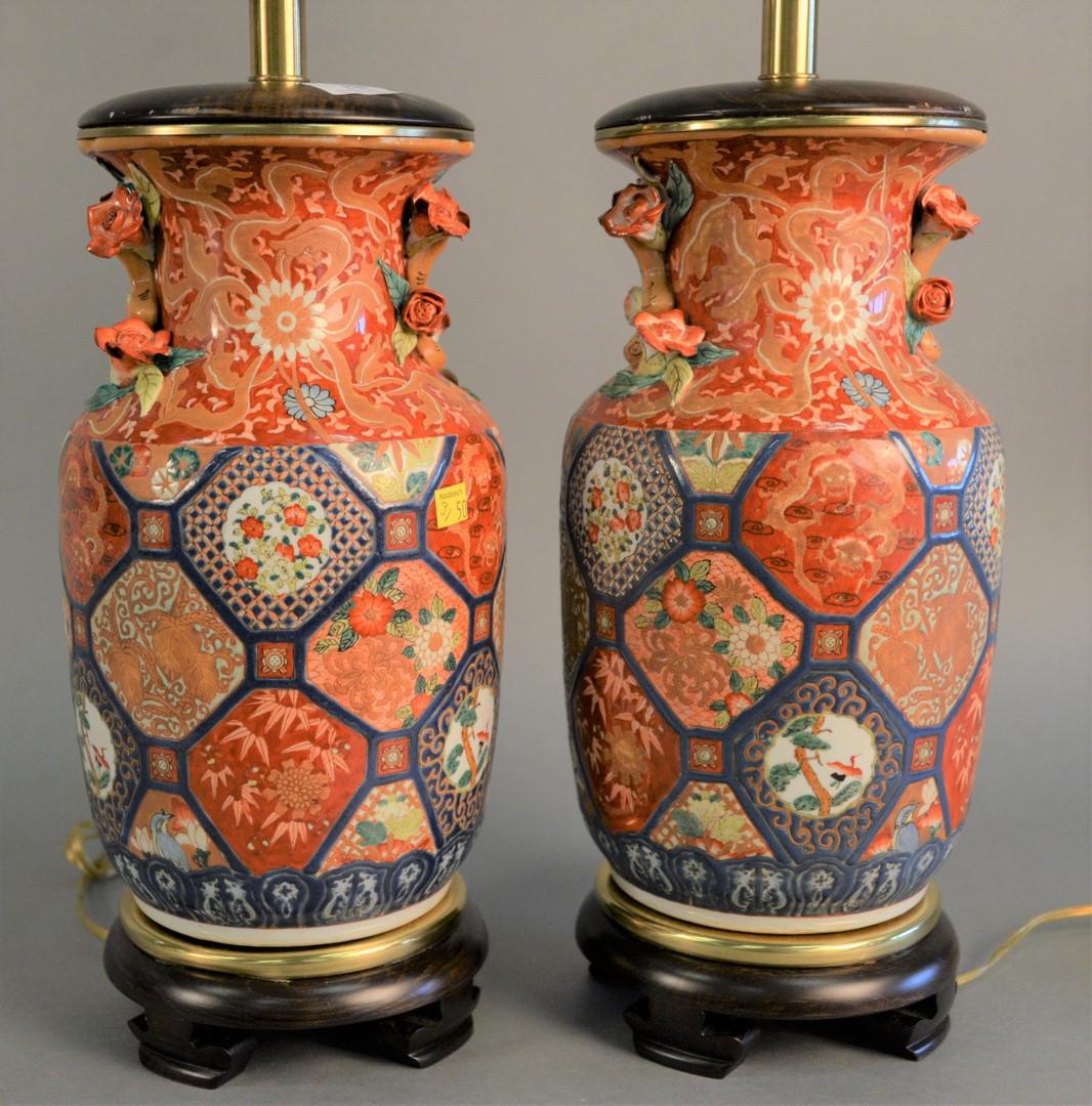 Pair of Imari porcelain vases, each mounted as a lamp (1 of 5)