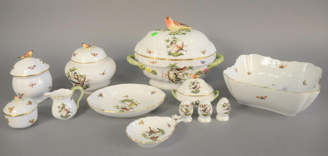 Twelve piece Herend "Rothschild Bird" pattern porcelain (1 of 6)