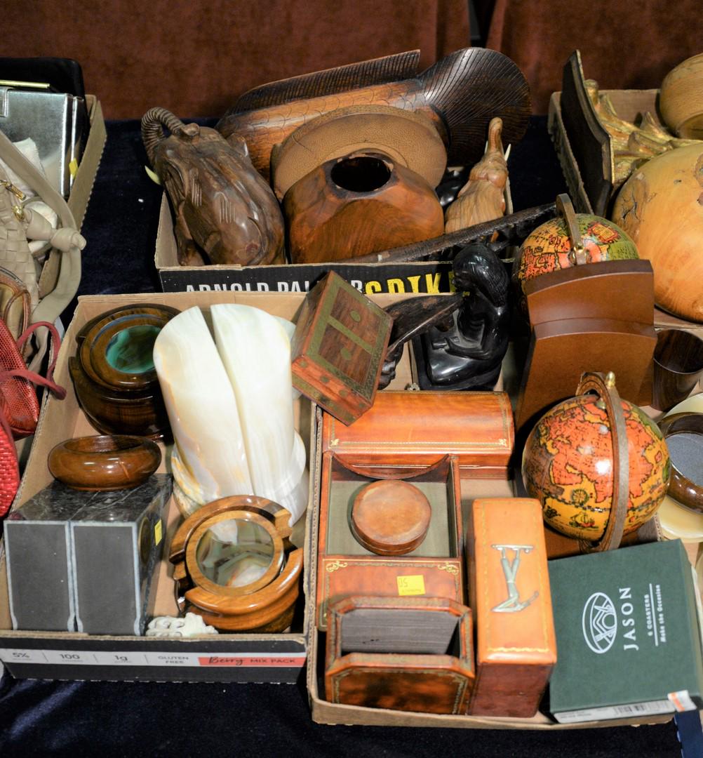 Five tray lots to include carved wood, alabaster, (1 of 4)