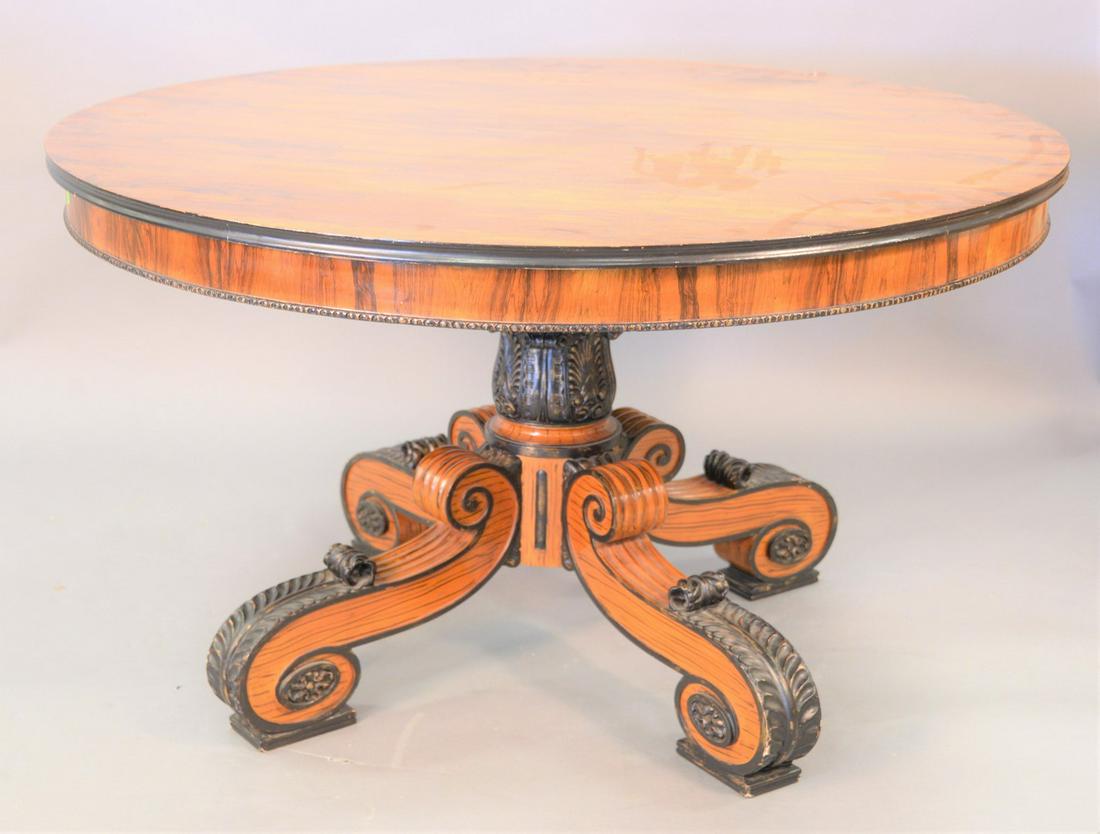 Rosewood veneered round pedestal dining table with one (1 of 4)