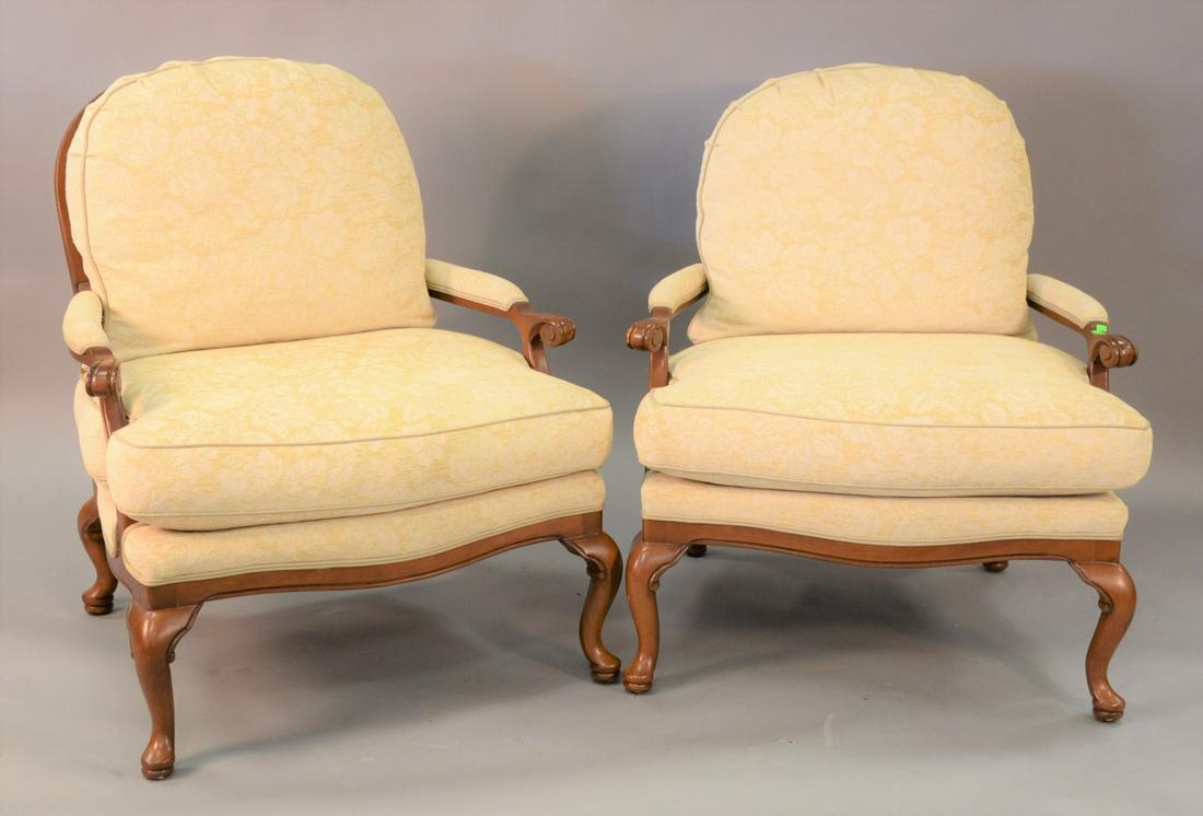 Pair of Calico Corners Queen Anne style upholstered arm (1 of 4)