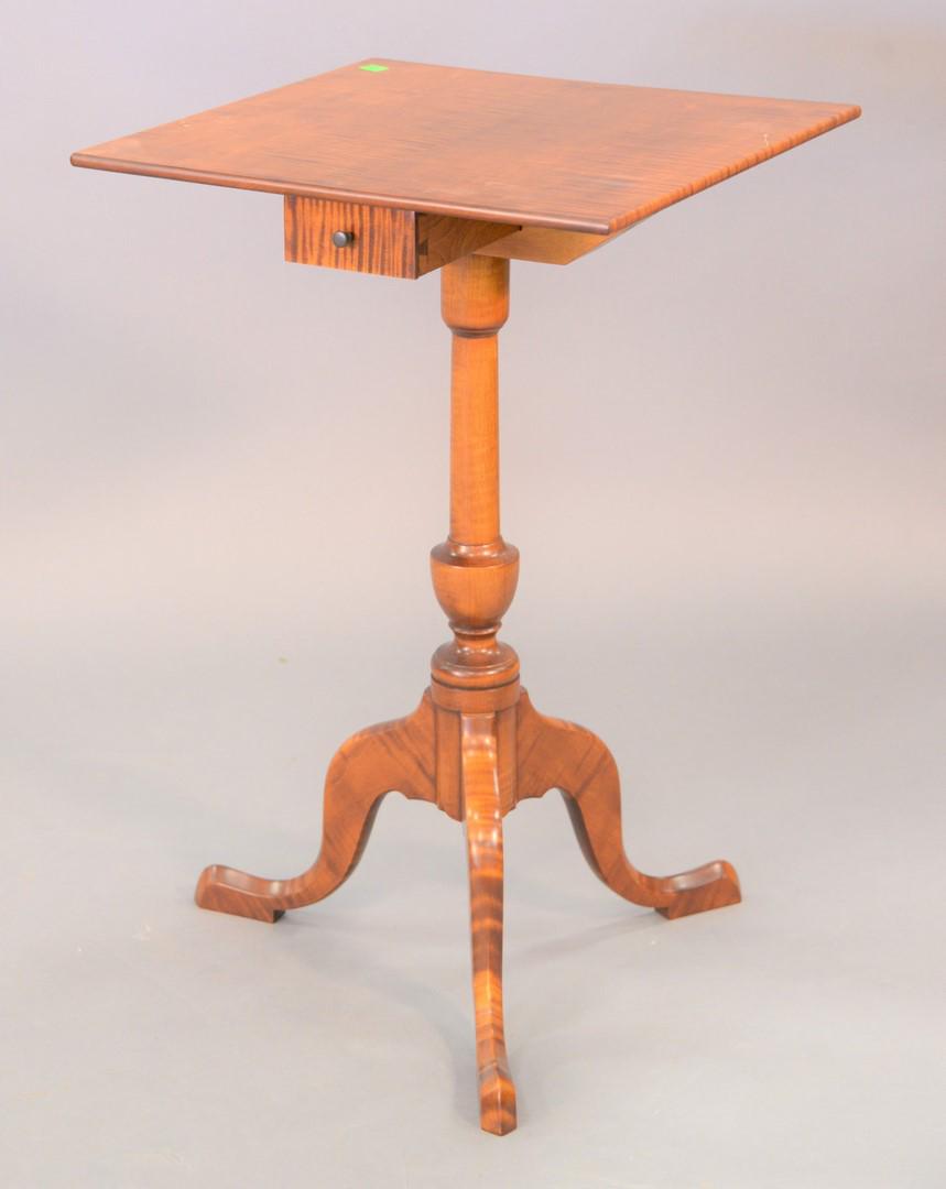 David Lefort custom tiger maple candlestand having one (1 of 3)