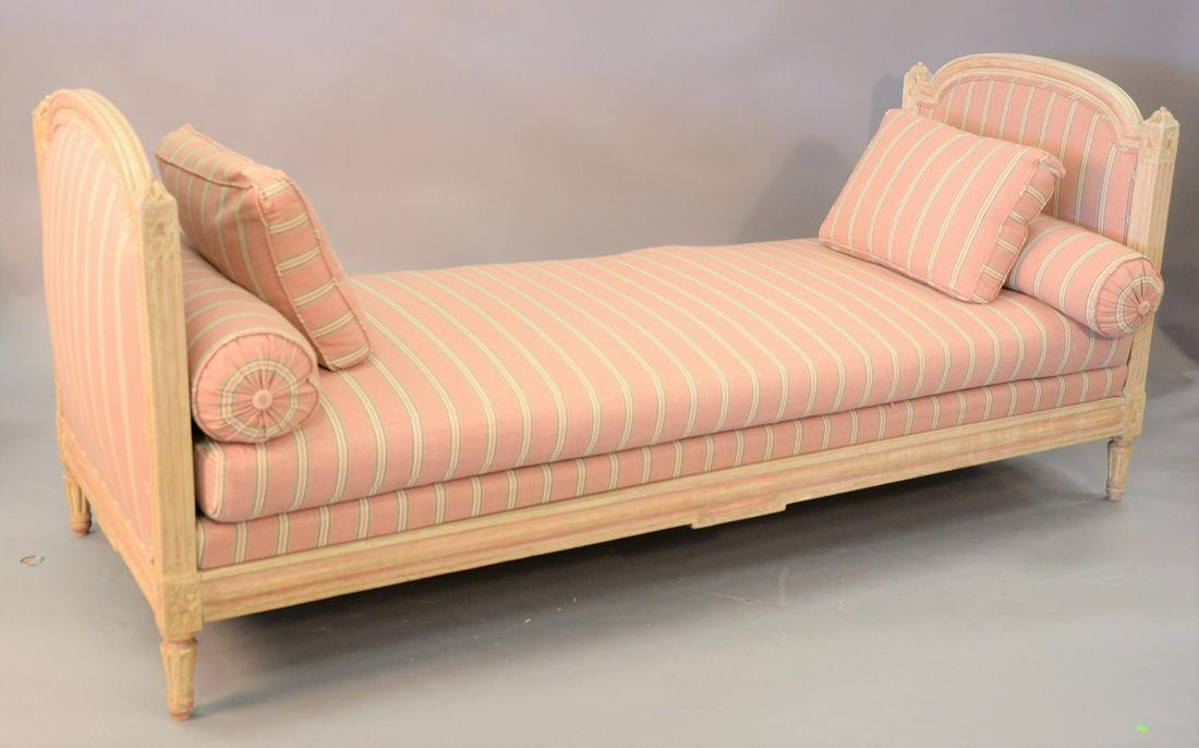 Louis XVI style daybed with bolster pillows, white (1 of 3)