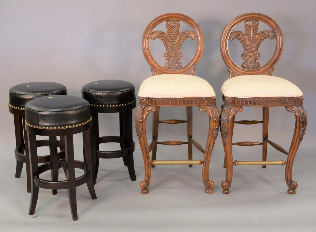 Five bar stools to include three leather upholstered (1 of 4)