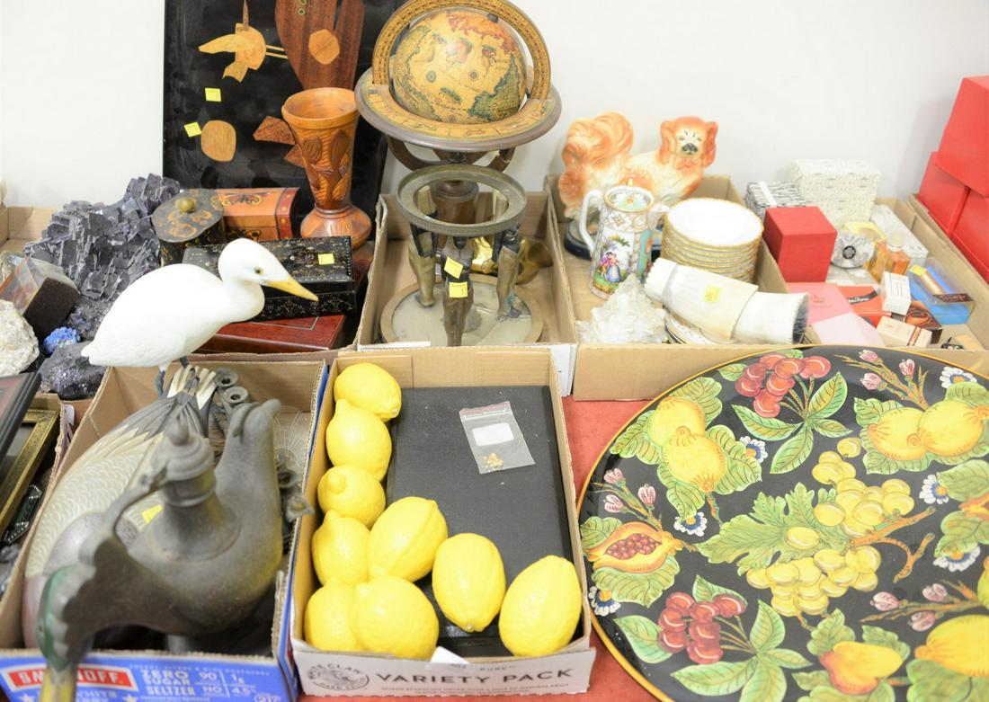 Six tray lots of assorted items to include globe decoy, (1 of 4)
