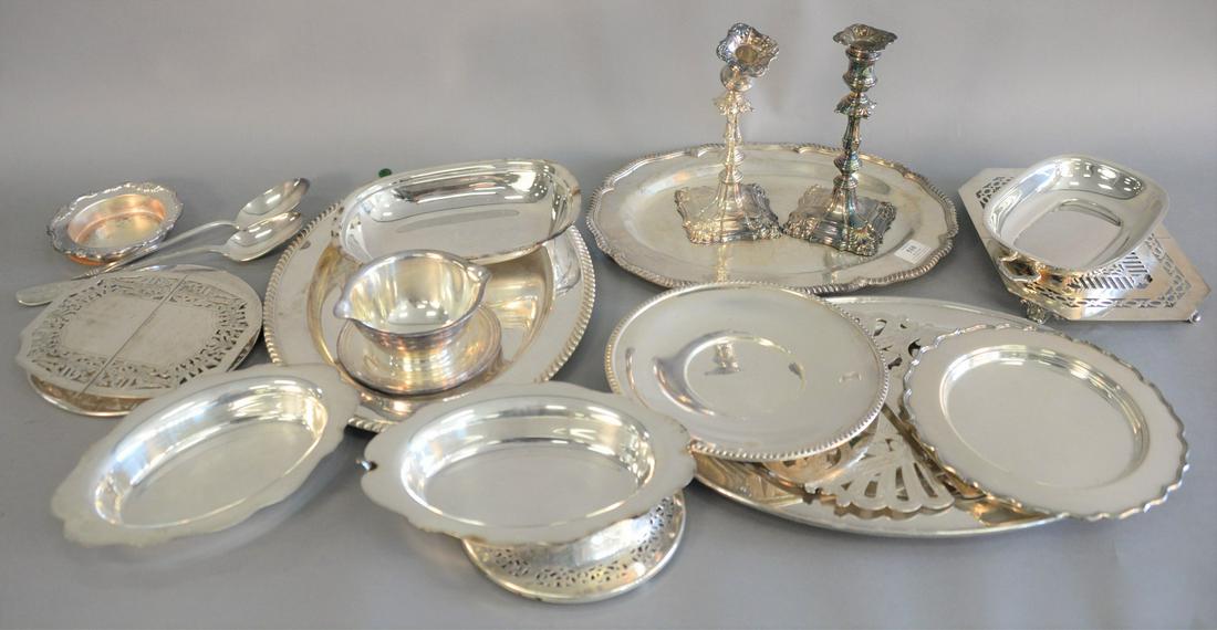 Lot of silverplate including pair of Georgian style (1 of 4)