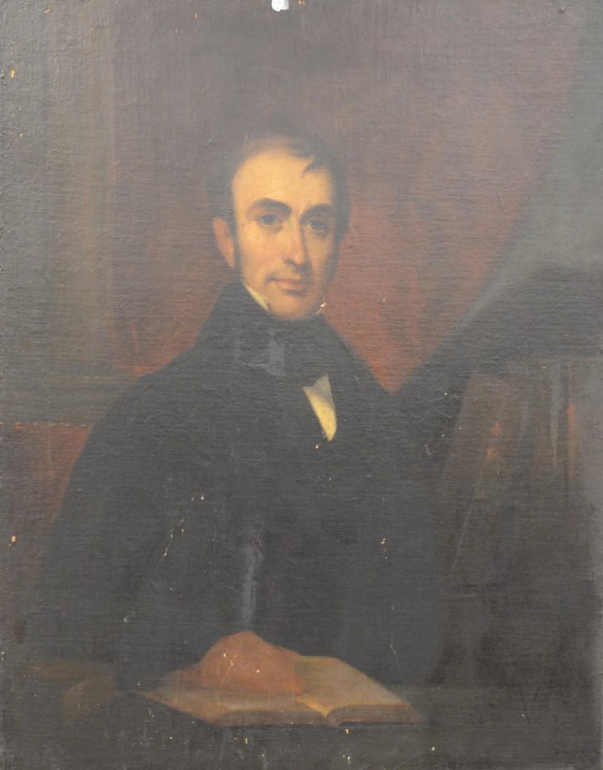 Portrait of Alexander Hodgdon Stevens (1789 - 1869),: Portrait of Alexander Hodgdon Stevens (1789 - 1869), oil on canvas adhered to board, 19th century.38" x 30".Catalog Note: Stevens was a Founding Fellow and President of The New York Academy of Medicin
