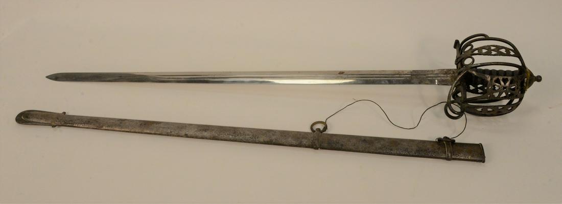 Charles Hebbert General Officer Sword, double edged: Charles Hebbert General Officer Sword, double edged with hearts in guard, blade marked Charles Hebbert, Fall Mall, East London, warranted.length 37 inches.