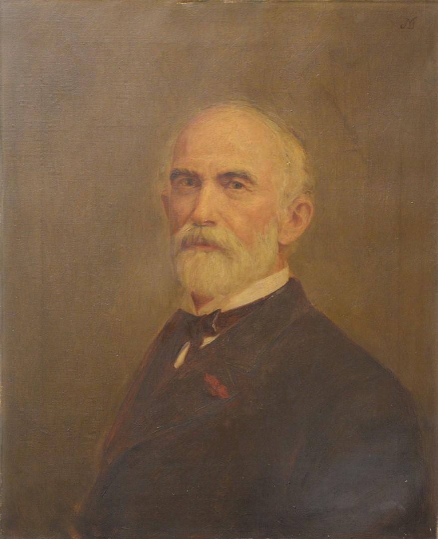 Portrait of Frank Hastings Hamilton (1813 - 1886) oil: Portrait of Frank Hastings Hamilton (1813 - 1886) oil on canvas, 19th century, initialed upper right corner "JM".26 1/2" x 21 1/2".Catalog Note: The New York Academy of Medicine, Frank Hastings Hamilt