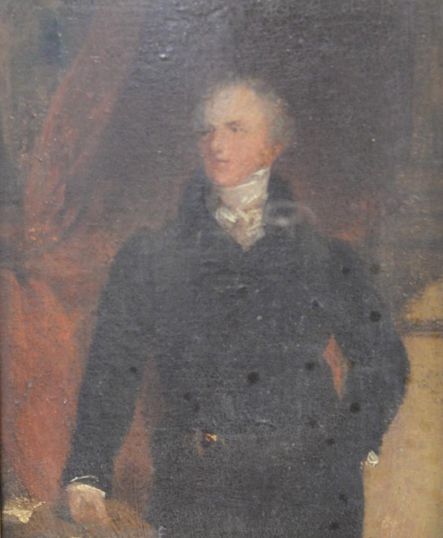Attributed to Sir Thomas Lawrence (English, 1769 -: Attributed to Sir Thomas Lawrence (English, 1769 - 1830), portrait of Astley Paston Cooper (1768 - 1841), unsigned, in gilt frame with plaque, handwritten label verso with artist and sitter named.sigh