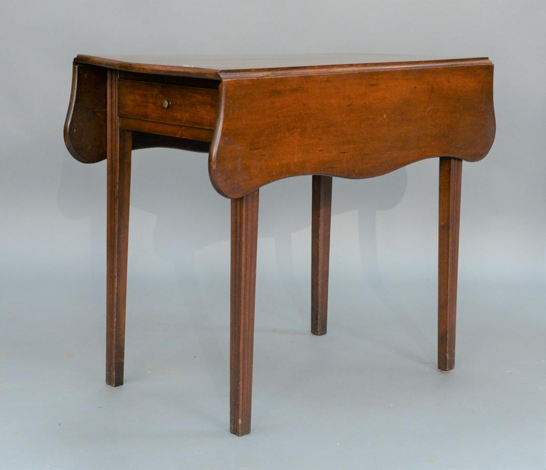 Chippendale Cherry Pembroke Table with serpentine: Chippendale Cherry Pembroke Table with serpentine leaves and ends on tapered, molded legs, Connecticut River Valley, circa 1780.height 27 3/4 inches, top 33 3/4" x 33 1/2".Provenance: Provenance: Esta
