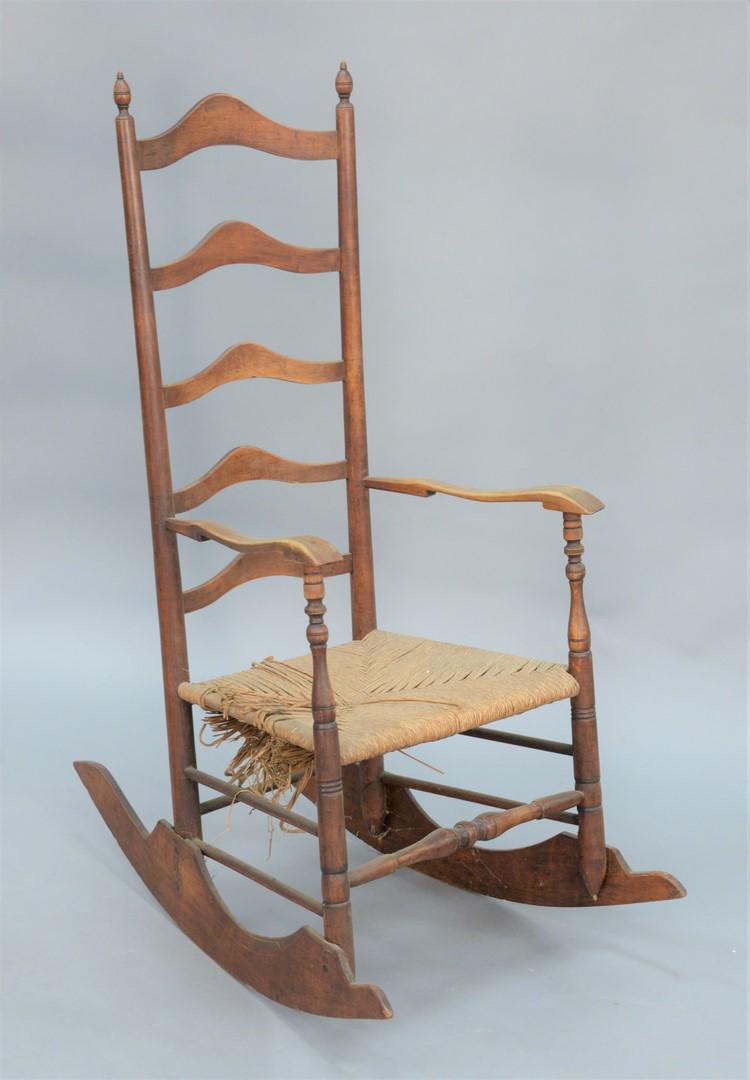 Slat back Rocker with five arched slats, Pennsylvania: Slat back Rocker with five arched slats, Pennsylvania or Delaware, 18th century. height 47 inches.
