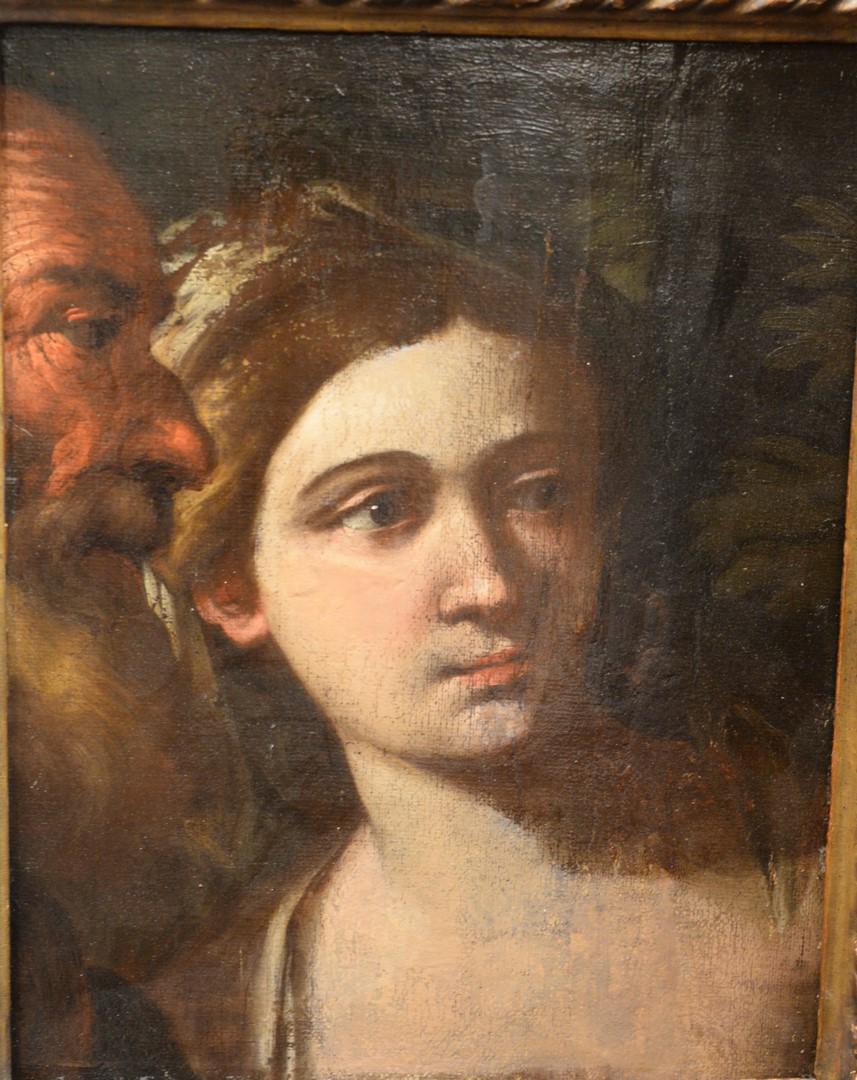 Circle of Mario, Joseph with woman, "Susanna and The: Circle of Mario, Joseph with woman, "Susanna and The Elders". oil on canvas mounted on masonite, unsigned, possibly a fragment from larger piece.16" x 12 3/4"