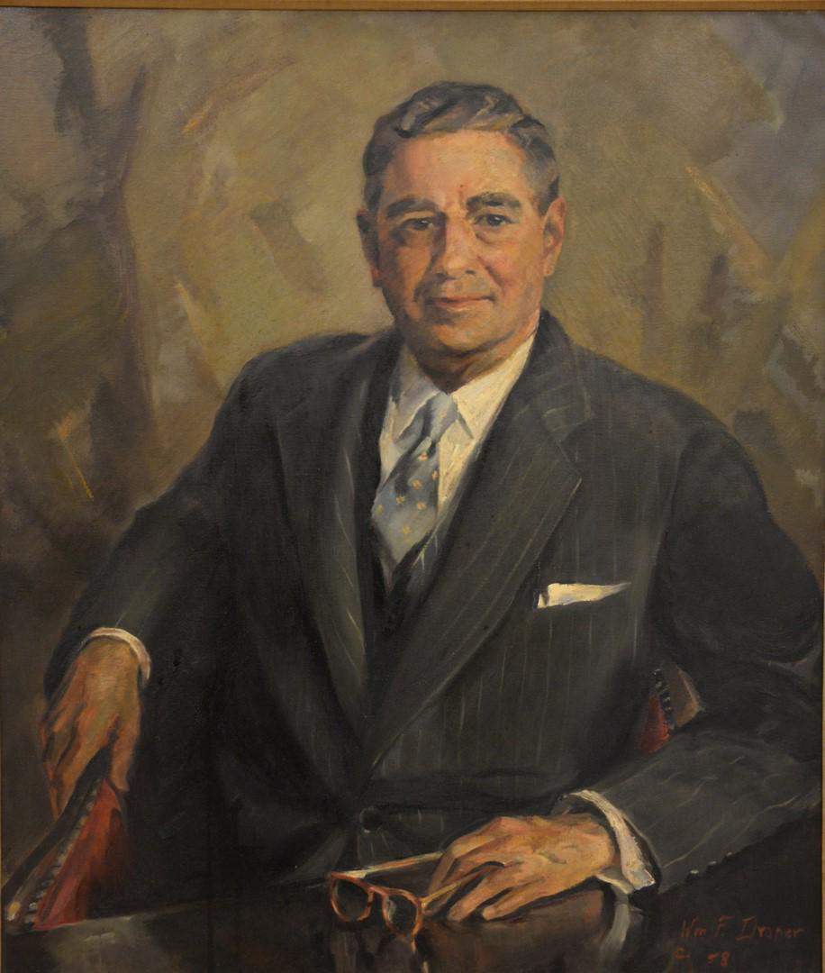 William Franklin Draper (American, 1912 - 2003),: William Franklin Draper (American, 1912 - 2003), portrait of Robert Louis Levy (1888 - 1974), oil on canvas, 1958, signed "Wm. F. Draper, c. 58" lower right.33 3/4" x 28 3/4". Catalog Note: Robert Lou