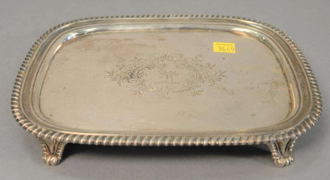 Georgian silver footed tray, marked with 'W.B.': Georgian silver footed tray, marked with 'W.B.' (William Bateman?), 14.6 t.oz.