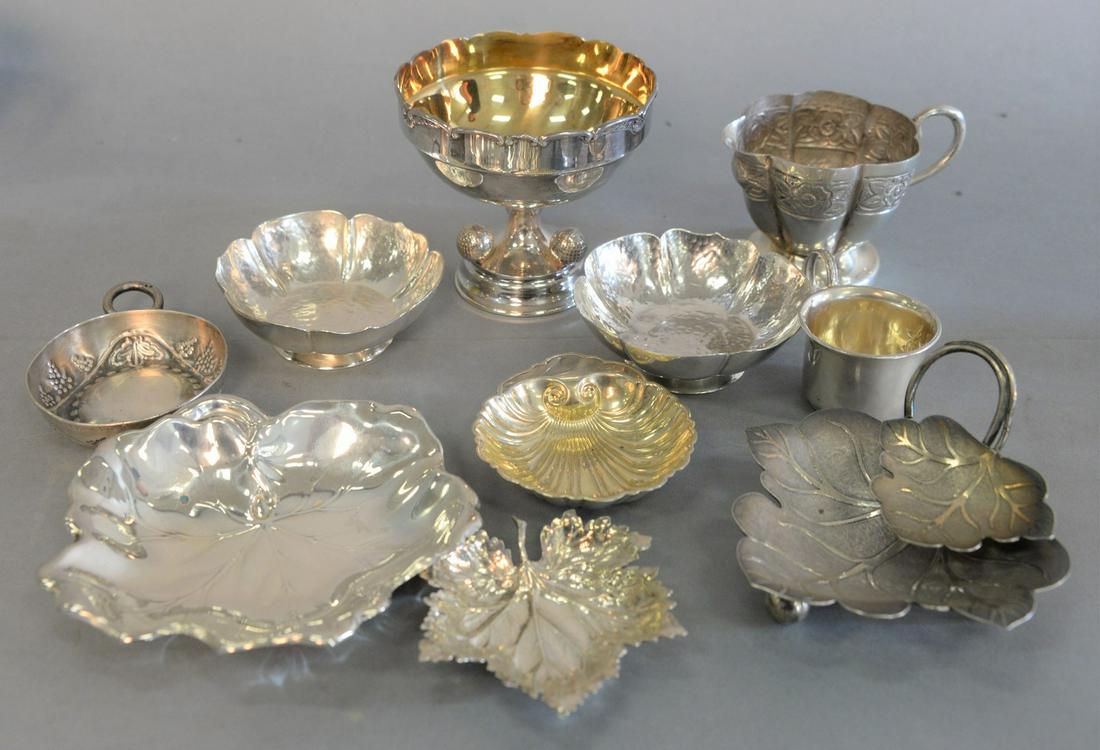 Sterling silver lot, Chinese stem cup and Buccellati: Sterling silver lot, Chinese stem cup and Buccellati leaf dish, 22.8 t.oz.