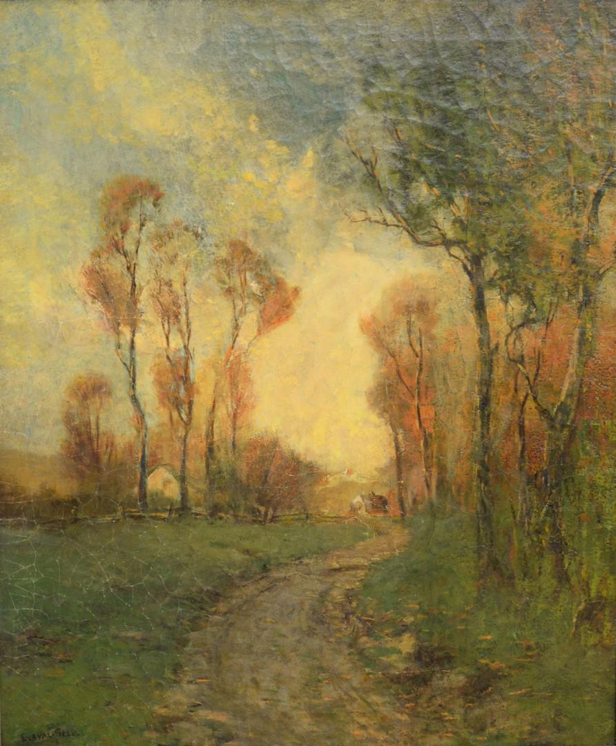 Edward Loyal Field (American, 1856-1914), "Autumnal: Edward Loyal Field (American, 1856-1914), "Autumnal Country Path", oil on canvas, signed lower left, 30" x 25". Provenance: Skinner Auctioneers and Appraisers, Marlborough, MA, November 13-November 20