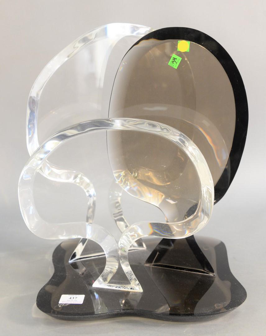 Hivo G Van Teal (21st C.), Lucite sculpture on molded: Hivo G Van Teal (21st C.), Lucite sculpture on molded black base, ht. 24 1/2".