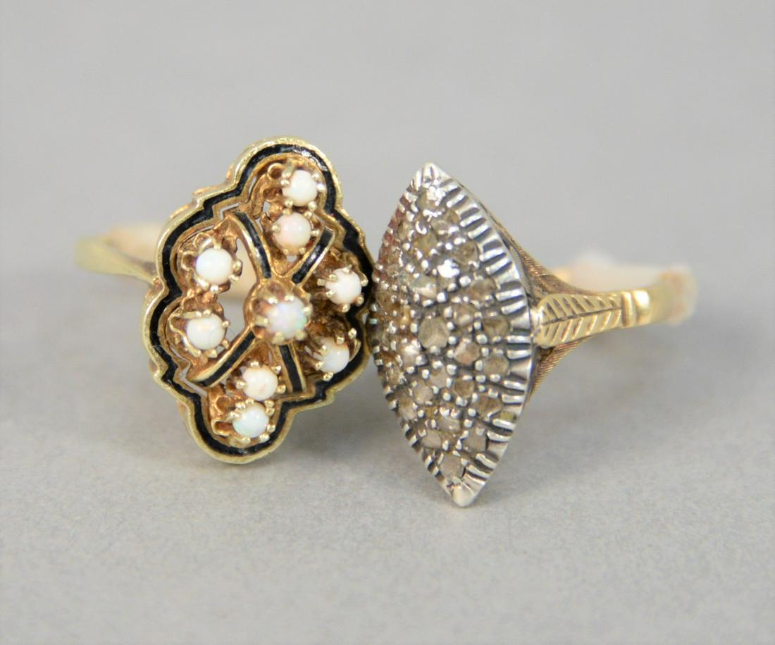 Two 14K yellow gold rings, one stamped 14K set with (1 of 3)