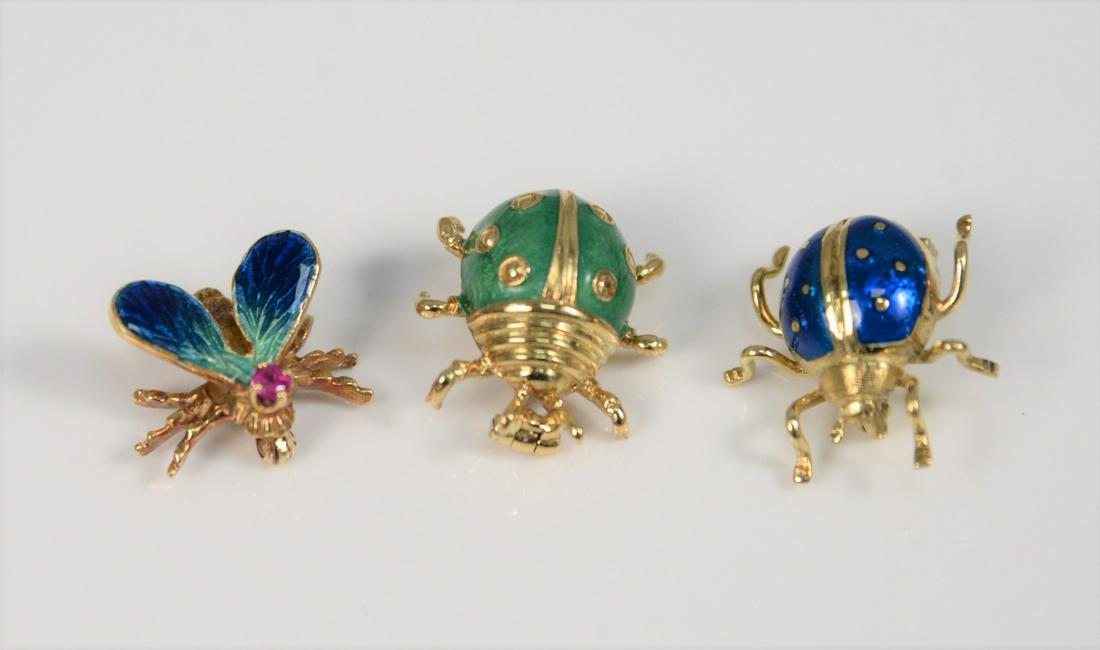 Three 18K gold bugs to include one fly along with two (1 of 4)