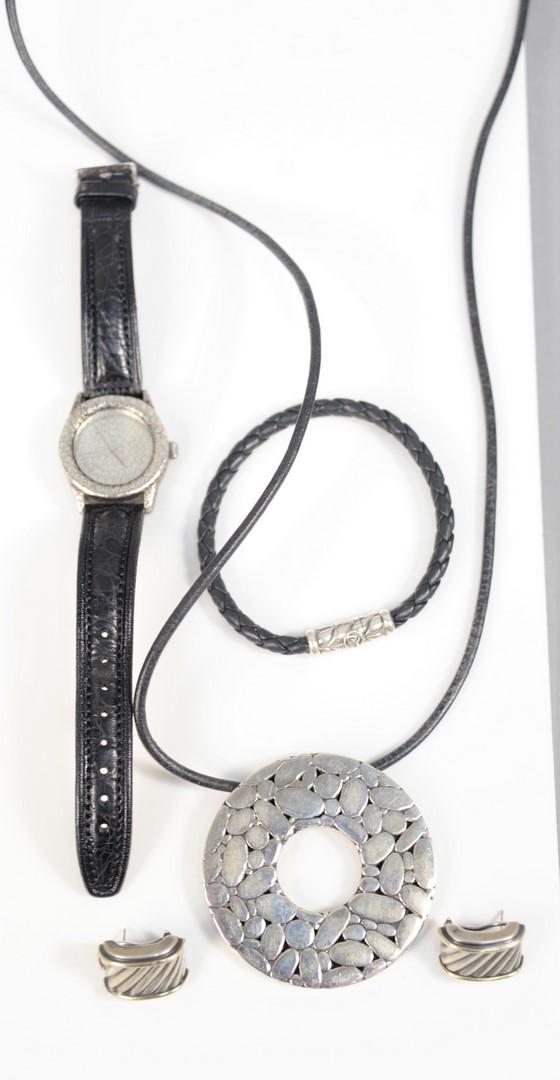 Four piece silver lot to include John Hardy wristwatch; (1 of 4)
