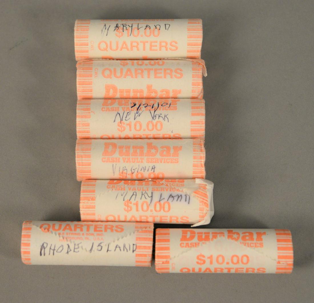 Seven Rolls of state quarters, all are uncirculated. (1 of 1)