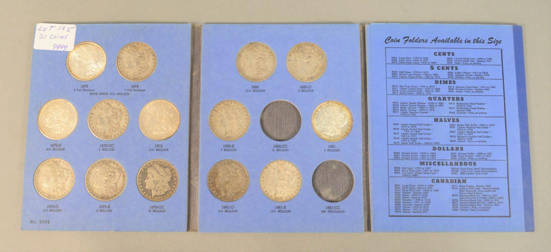 Silver dollar partial album, 21 coins, 1878 up to (1 of 3)