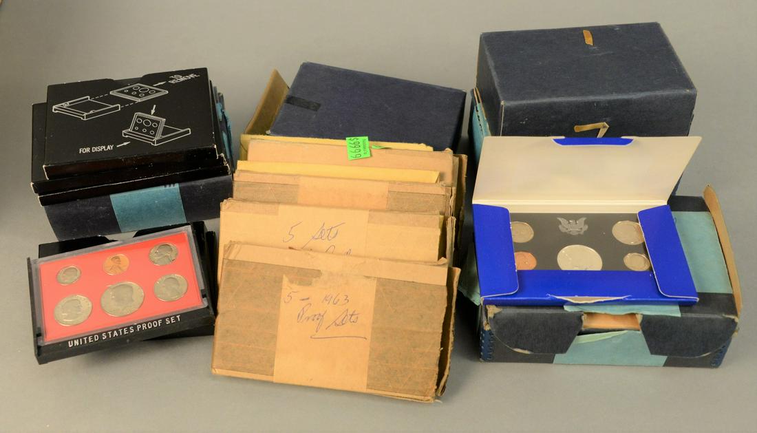 Box lot of U.S. Proof sets, 52 sets: 6 - 1961; 6 - 1962; (1 of 4)