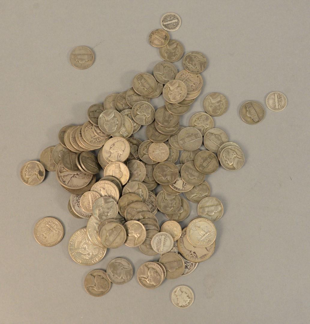 Mixed lot of silver coin to include 80 war nickels and (1 of 4)