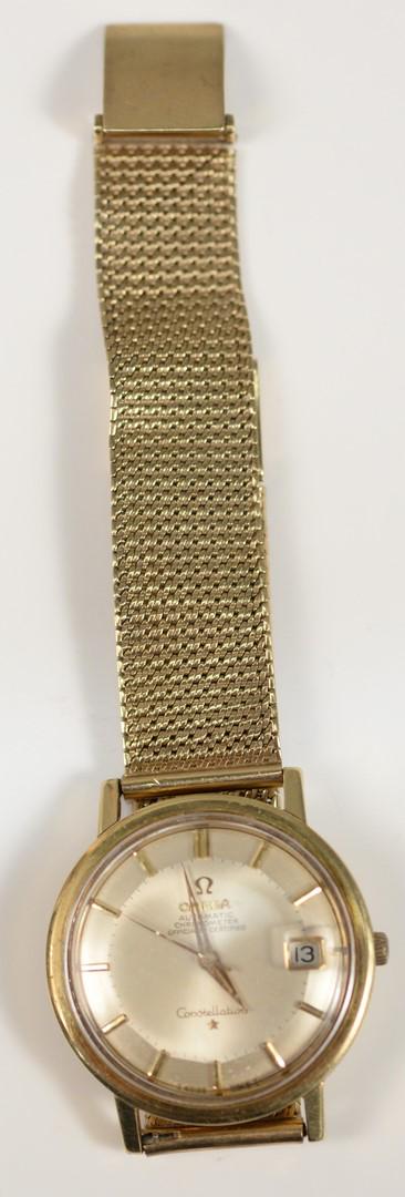 Omega Constellation Automatic Chronometer Men's: Omega Constellation Automatic Chronometer Men's Wristwatch9 karat gold mesh band35.7 millimeterstotal weight 67.2 grams