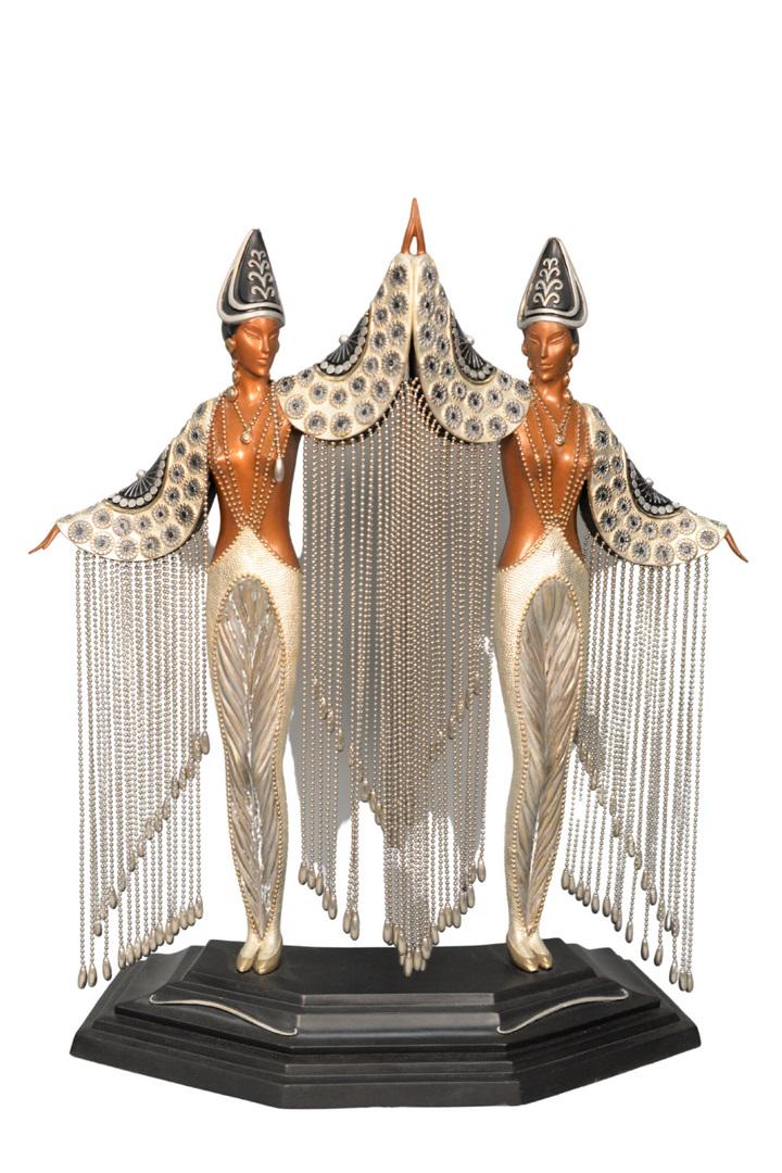 Romain (Erte) De Tirtoff (1892 - 1990) "Les Bijoux de: Romain (Erte) De Tirtoff (1892 - 1990)"Les Bijoux de Perles, 1990"painted bronze Art Deco female figurescasting by Sevenarts, Ltd., Londonsigned Erte on base, inscribed and numbered 313/500 height 17