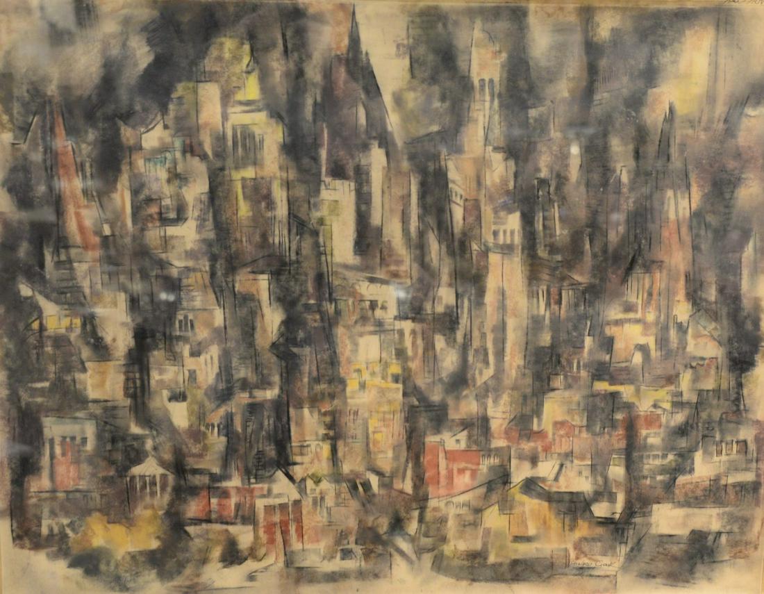 Howard Norton Cook (1901 - 1980) "Dark City" mixed: Howard Norton Cook (1901 - 1980)"Dark City"mixed mediasigned Howard Cook lower right and titled top right and lower leftMayans Gallery label versosheet size: 22" x 28"