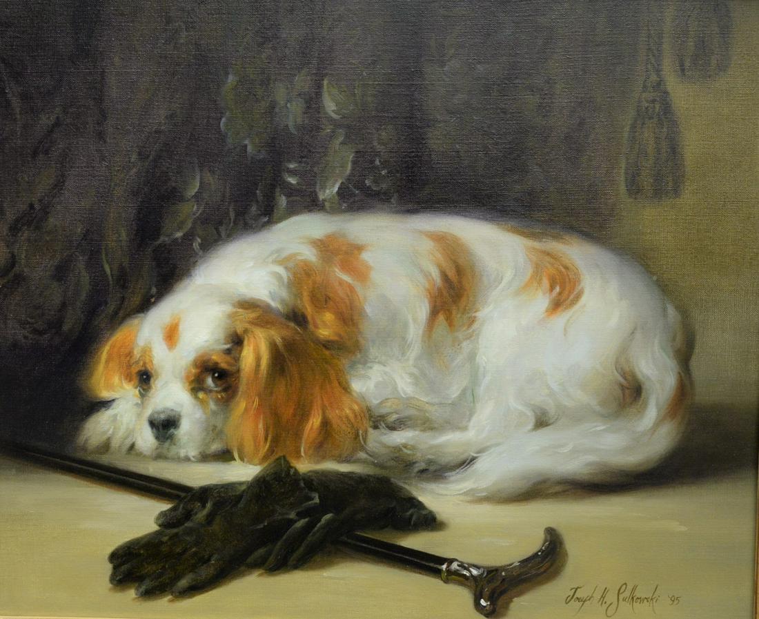 Joseph H. Sulkowski (American, b. 1951) Cavalier King: Joseph H. Sulkowski (American, b. 1951)Cavalier King Charles Spaniel with Cane and Gloves, 1995oil on canvas signed and dated Joseph H. Sulkowski, 95 lower right20" x 24"Provenance: William Secord Gal